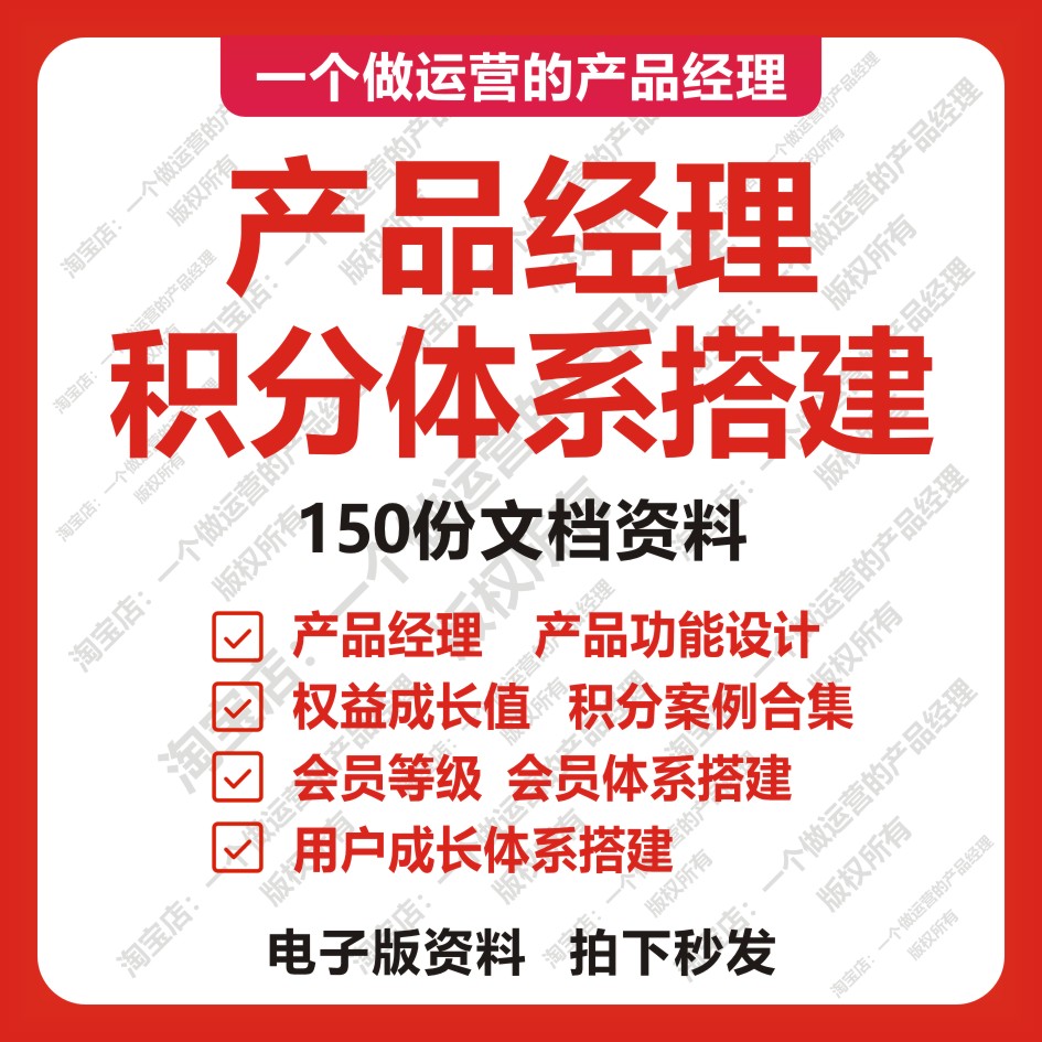 150份积分体系搭建产品经理需求分析会员等级设计用户权益Axure