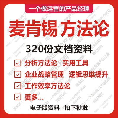 320份麦肯锡咨询方法论商业分析产品经理运营工作企业战略创业