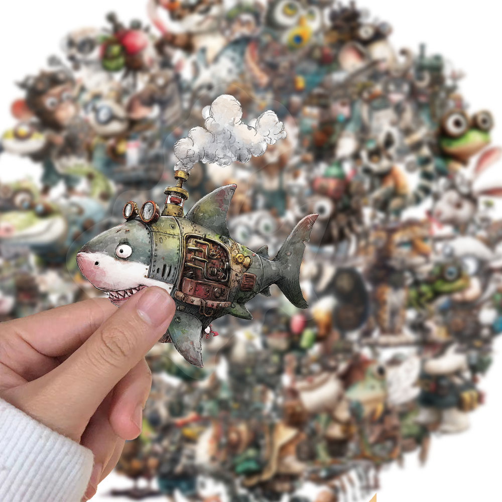 50张/套创意朋克风动物贴画PET透明材质贴纸笔记本个性装饰贴纸,文具电教/文化用品/商务用品,贴纸/立体贴纸,淘宝优惠券,粉丝福利购,淘宝优惠卷