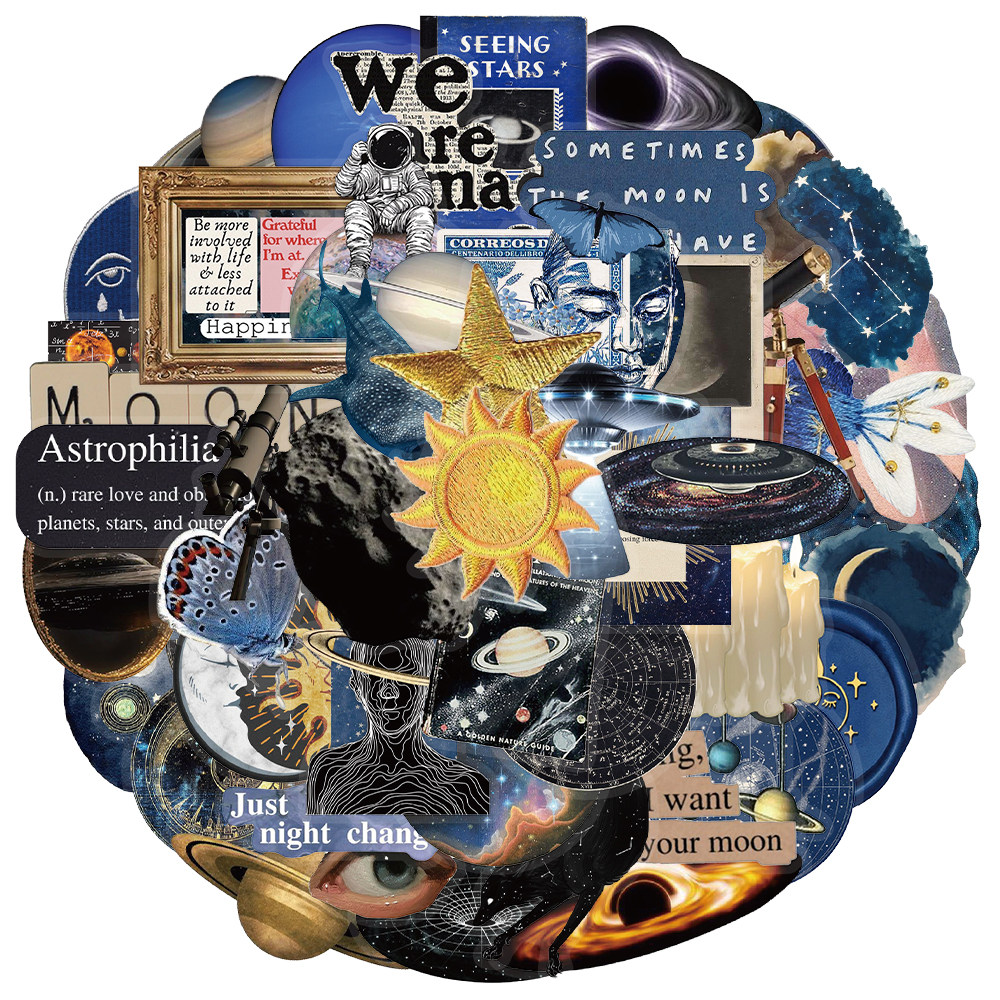 50张/套创意space ins风PET透明材质贴纸笔记本个性装饰贴纸,文具电教/文化用品/商务用品,贴纸/立体贴纸,淘宝优惠券,粉丝福利购,淘宝优惠卷