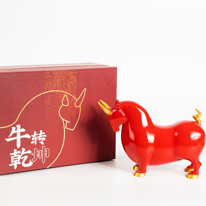 牛转乾坤创意礼品树脂工艺品摆件
