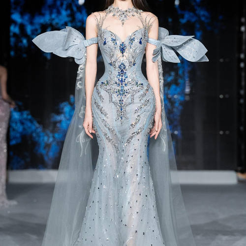2025新款重工钉珠鱼尾婚纱礼服裙
