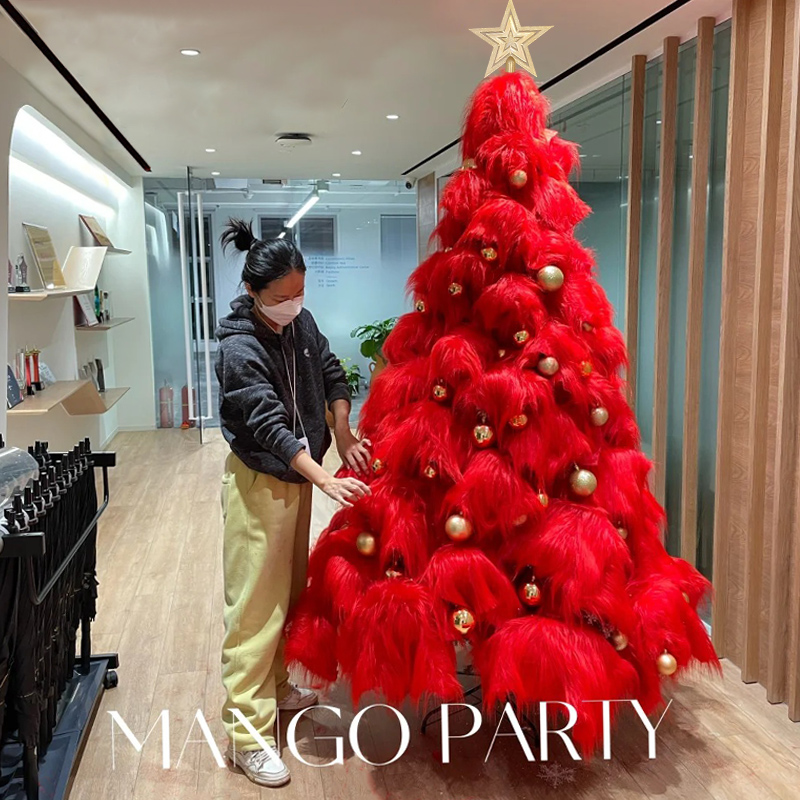 新年许愿树红色毛毛树发财树装饰