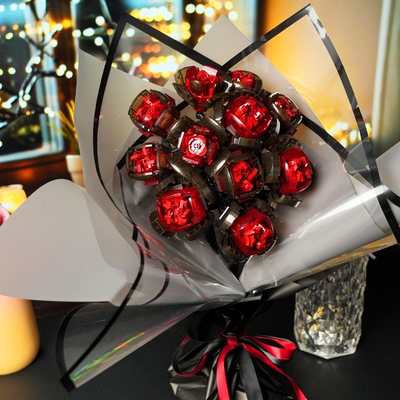 拼装积木手捧适用于乐高鎏金玫瑰礼盒花束情人节送女朋友生日礼物