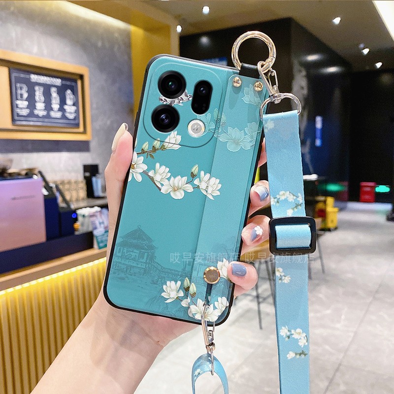 适用oppofindx9手机壳OPPO FindX9Pro保护套X9腕带支架硅胶软壳斜挎可背带挂绳挂脖子女新款全包防摔男国风5G