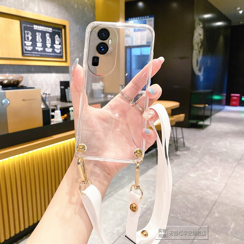 简约透明适用oppo reno12/11/10手机壳9保护13套8硅胶7软壳6斜挎背带5全包14防摔4SE女款3Pro+挂绳2挂脖Z男5G