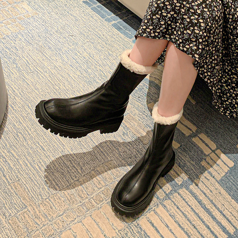 皮毛一体雪地靴抗寒保暖东北大棉鞋女款2025年新款冬季厚底马丁靴