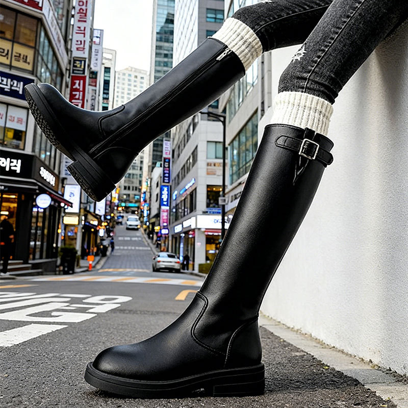中粗跟软底爆款百搭骑士靴女靴2025年秋冬季新款长筒靴女款不过膝