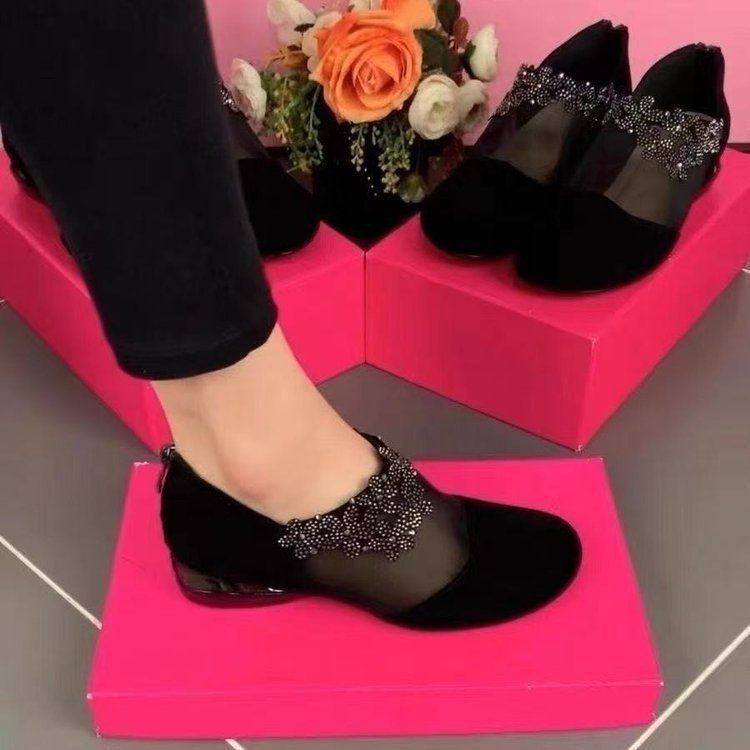 夏季水钻单鞋2026网纱透气绒面镂空新款女鞋软底妈妈皮鞋女士凉鞋,女鞋,时装凉鞋,淘宝优惠券,粉丝福利购,淘宝优惠卷