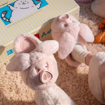 棉拖鞋女款冬季外穿可爱粉色猪猪ins心厚底居家毛绒保暖防滑