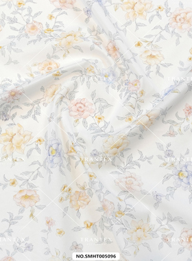 天冉艺纺80s长绒棉加密府绸服装连衣裙印花布料面料素描花藤1