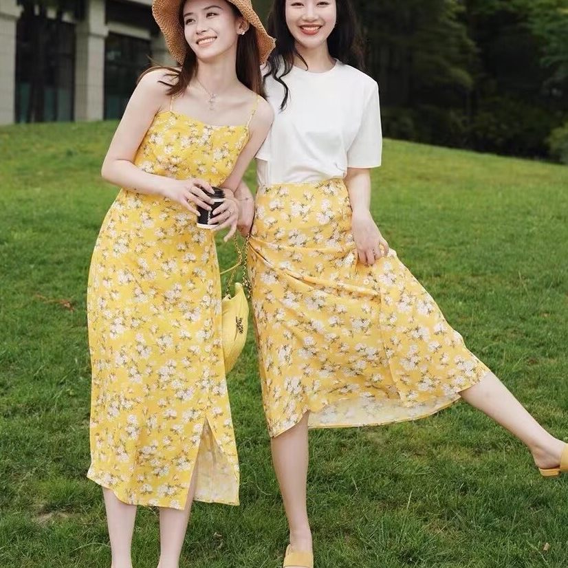 100s长绒棉全棉女装轻薄连衣裙花卉服装印花布料面料白丁香黄色