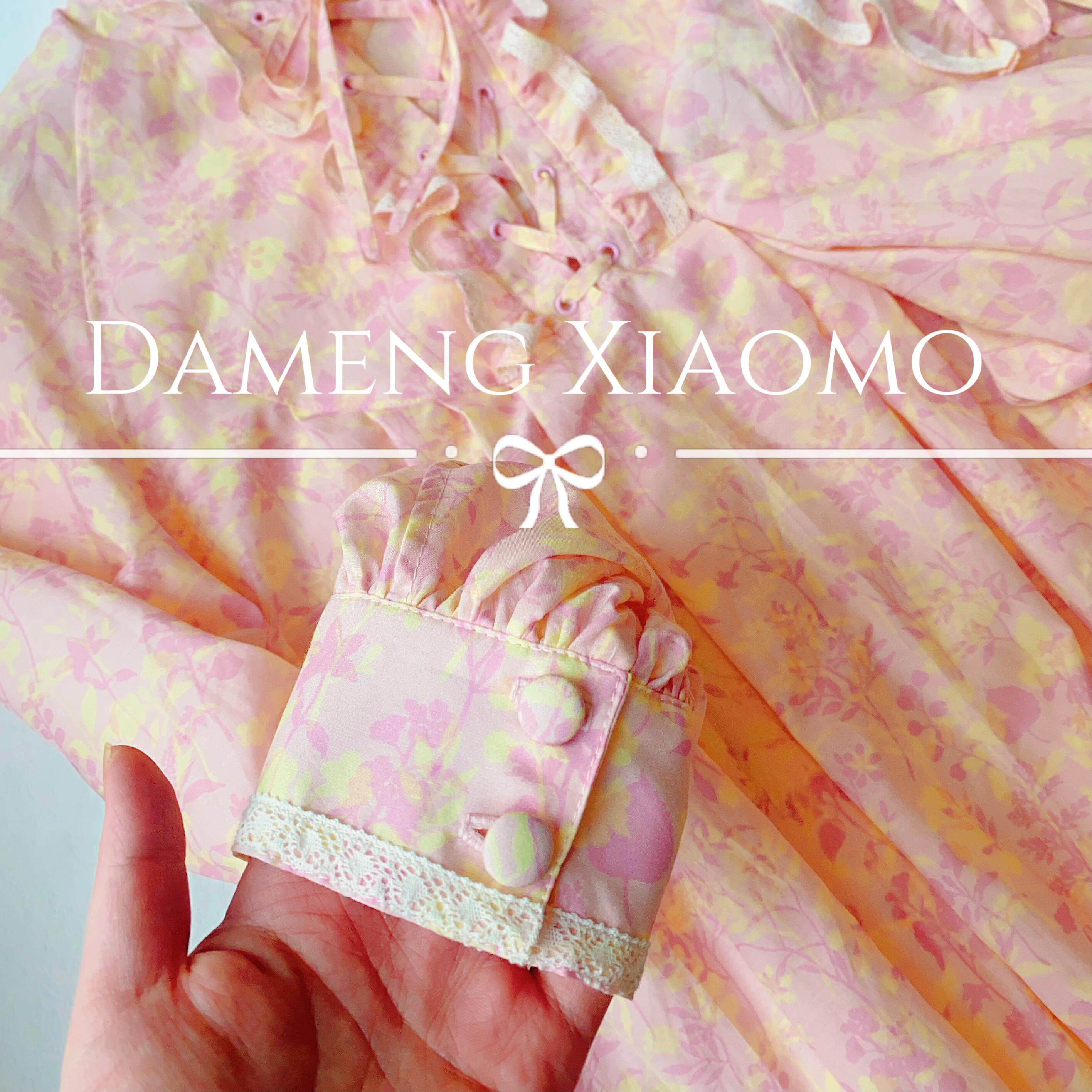 天冉艺纺100s长绒棉轻薄全棉粉色公主服装印花布料面料叶花影7