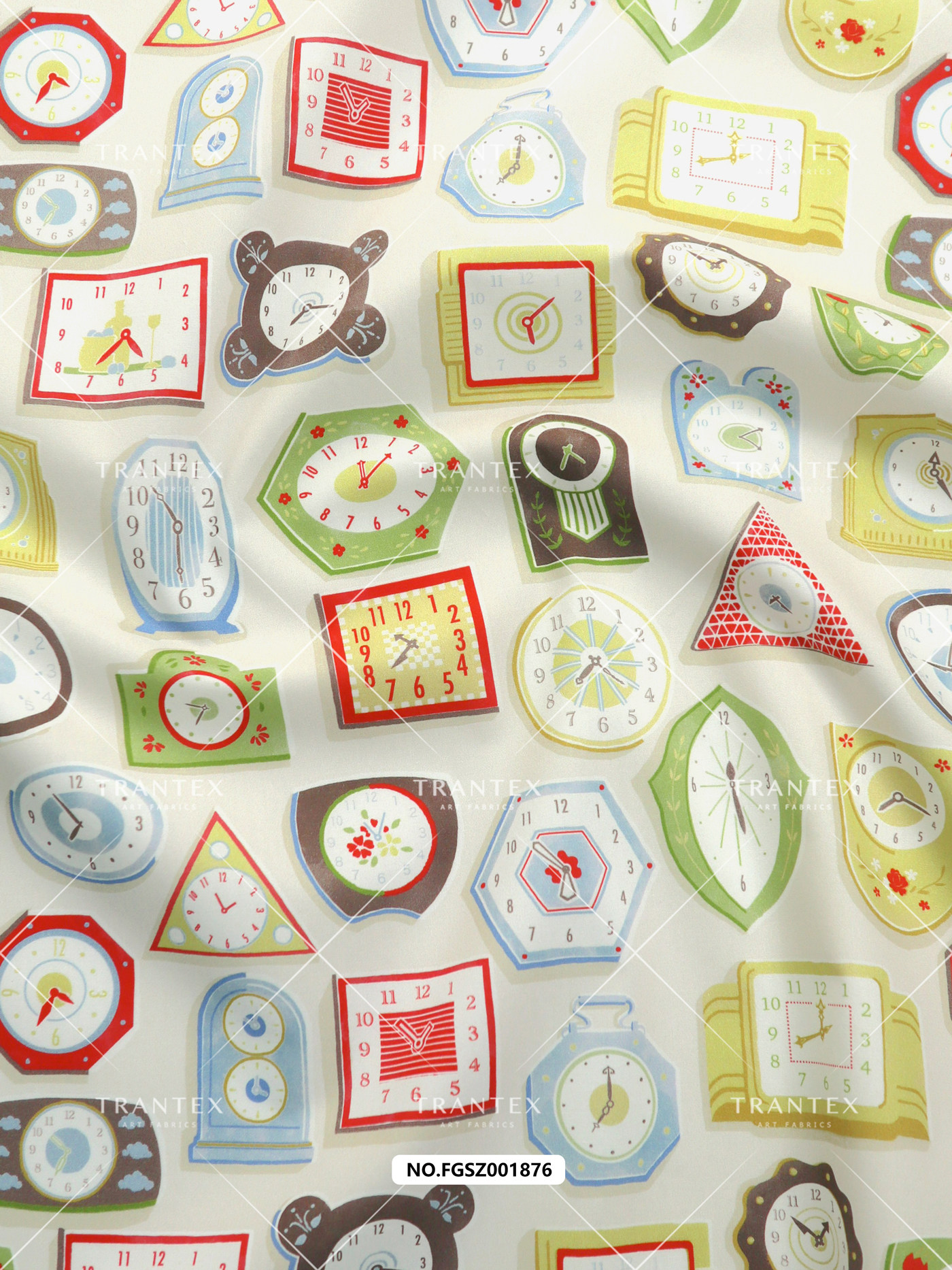 100s长绒棉轻薄全棉清新服装连衣裙纯棉印花布料衬衫面料复古时钟