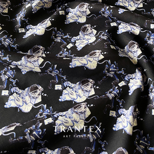 100支长绒棉高端印花全棉纯棉衬衣衬衫服装布料面料机器宇航员