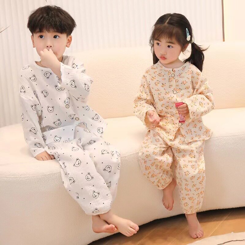 2026新款儿童夏季纯棉纱布睡衣