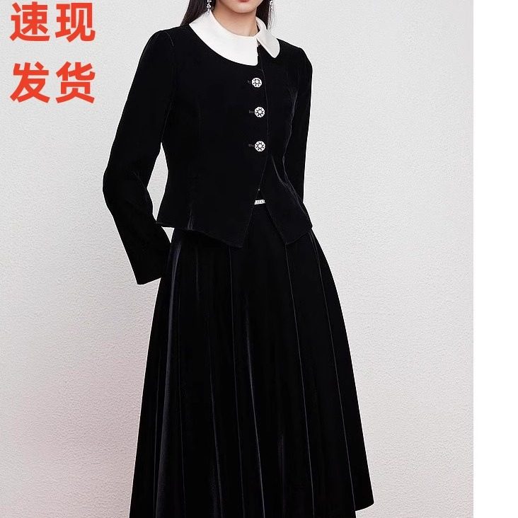 MOJO莫佐2024秋新款时尚丝绒复古上衣半身裙套装MJFC04VSK666B11,女装/女士精品,时尚套装,淘宝优惠券,粉丝福利购,淘宝优惠卷
