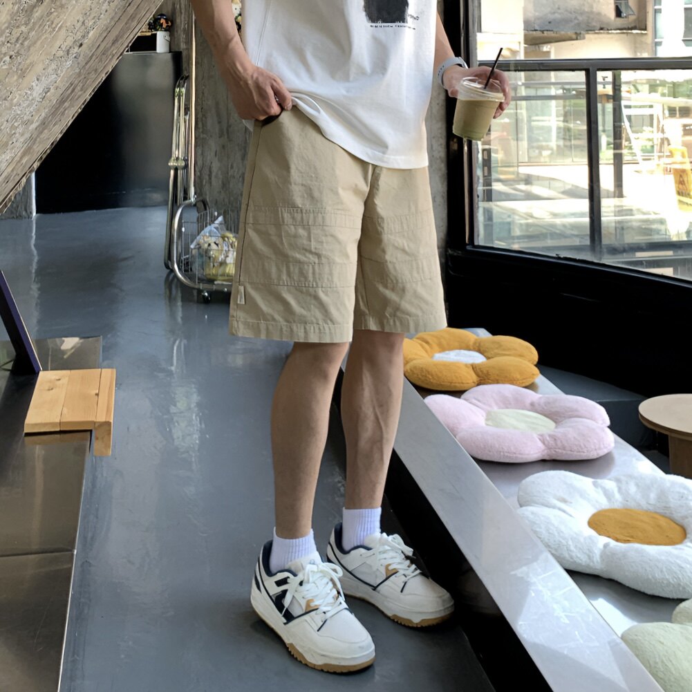 复古水洗刺绣贴标休闲短裤男2026新款夏季全棉宽松百搭直筒五分裤