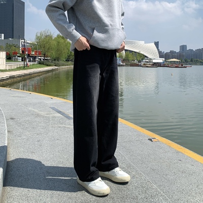 复古水洗做旧直筒百搭牛仔裤男