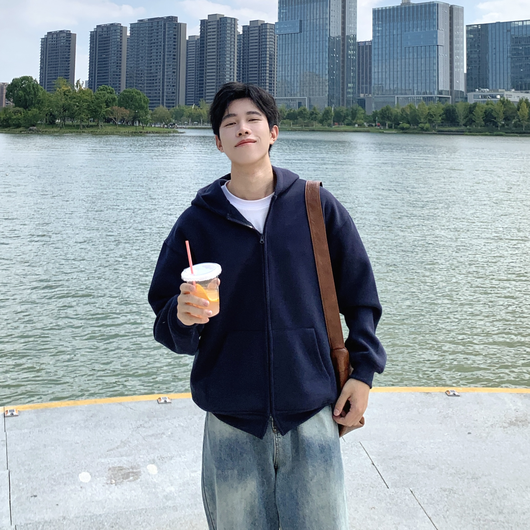 重磅420g双拉链开衫连帽卫衣男