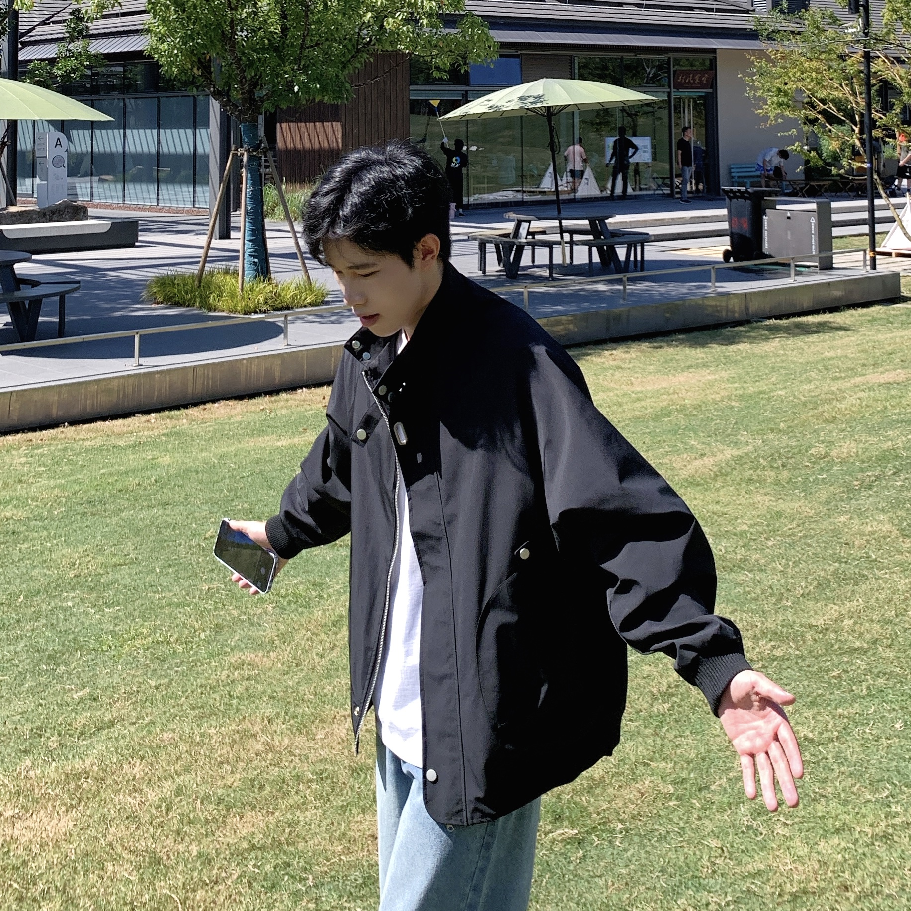 设计感纯色立领夹克外套秋季