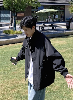 SUNSET 设计感纯色立领夹克外套男2025春秋潮流百搭宽松休闲上衣