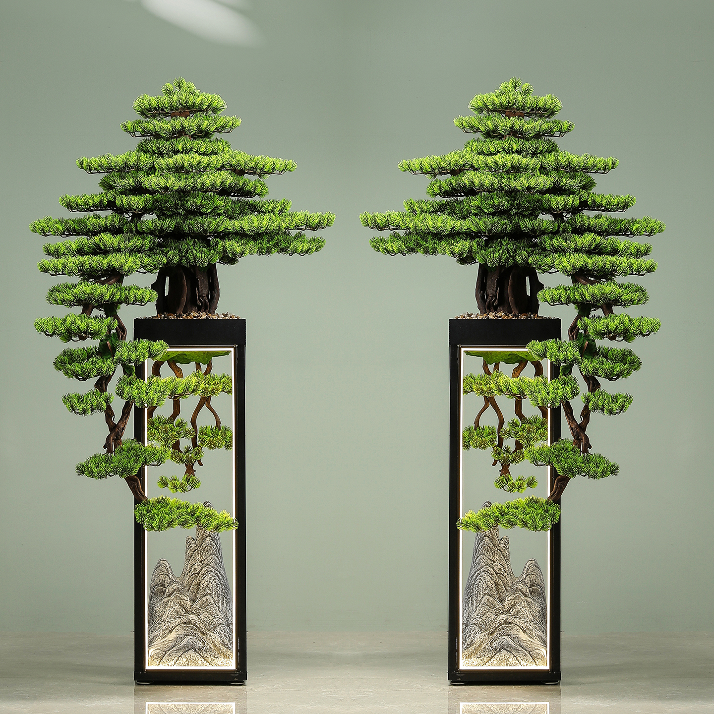 仿真迎客松假树绿植大型落地摆件茶室会所办公室客厅罗汉松装饰品