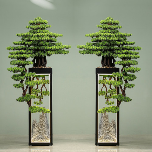 仿真迎客松假树绿植大型落地摆件茶室会所办公室客厅罗汉松装饰品