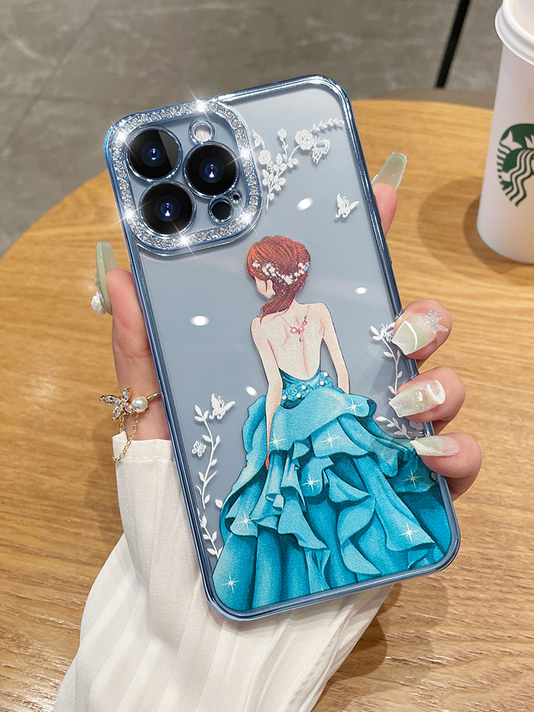 适用于苹果16手机壳iphone15promax奢华水钻外壳13pro镜头全包防摔14plus透明硅胶套12pm网红女神ip11新款p潮