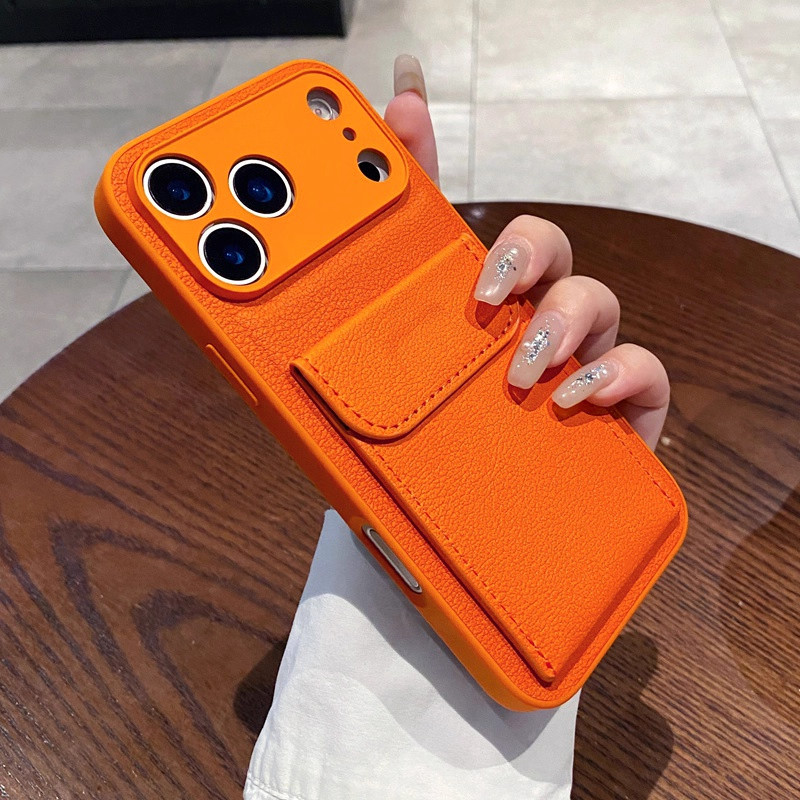 荔枝纹适用苹果17promax手机壳新款iphone16pro镜头全包防摔保护套15plus可插卡零钱包14高级感13女12外壳Air