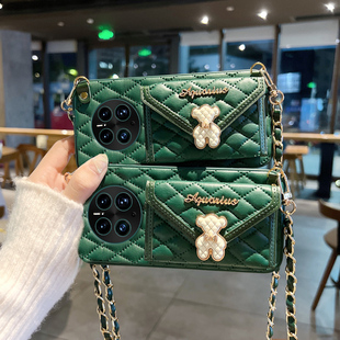 华为mate70por手机壳斜跨背带挂绳m60pro 全包防摔mete50卡包保护套mt40e真皮小香风M30网红女荣耀magic4新款