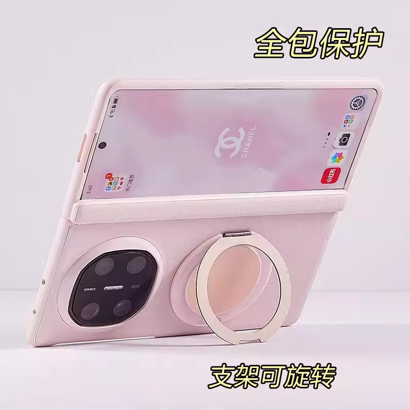 适用oppofindn6手机壳新款磁吸支架荣耀magic v6带中轴铰链全包防摔保护套matex7折叠屏高级感X6男女真皮外壳