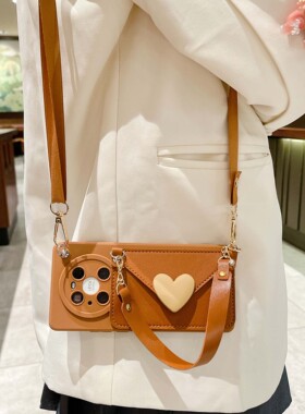 华为mate70pro手机壳斜跨mate60背带挂绳mt50全包防摔m40rs保时捷皮质M30硅胶套P50e网红p40女荣耀magic4新款