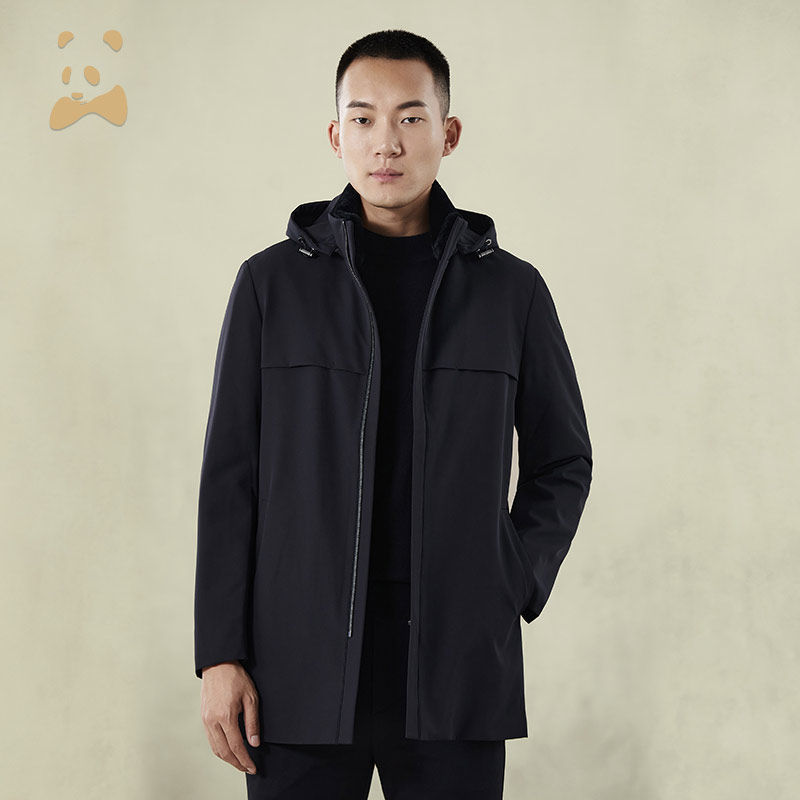 CANUDILO/卡奴迪路兔毛皮尼克服男士连帽中长款皮草