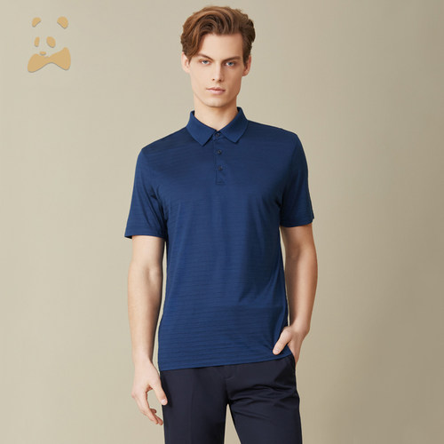 【桑蚕丝羊绒混纺】CANUDILO/卡奴迪路 商务蚕丝针织短袖POLO衫