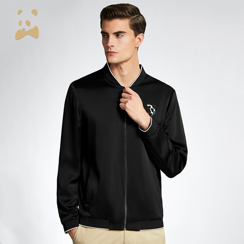 CANUDILO/卡奴迪路 熊猫撞色棒球领夹克外套男棒球服