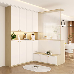 北欧现代组合转角鞋柜定制L型门厅柜拐角玄关一体隔断大容量收纳