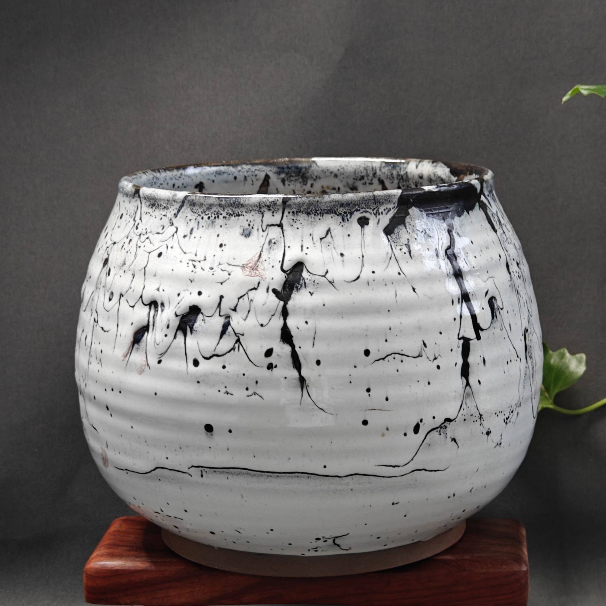禹州钧瓷名家杨根成纯手工踏雪寻梅精品窑变花瓶摆件水洗茶器
