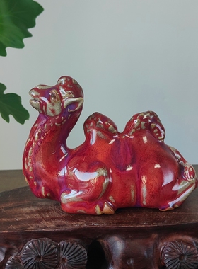 钧瓷大师郑新萍纯手工堆塑工艺创意骆驼茶宠摆件送礼佳品家居装饰