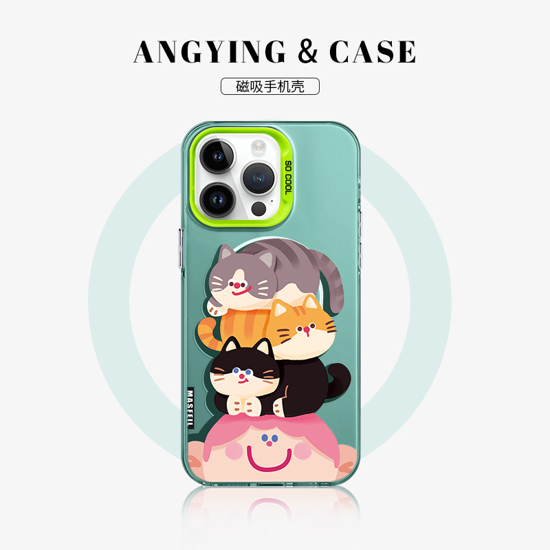 猫猫团子适用苹果手机壳带支架