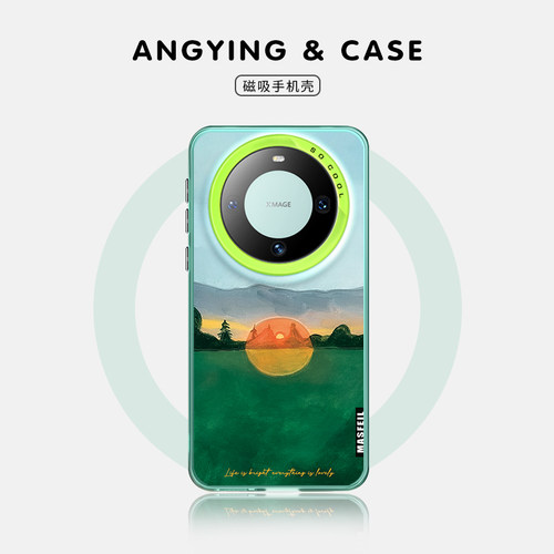 ANGYING × 落日归心海适用华为Mate80Promax手机壳磁吸支架mate60保护套小众mt70全包创意艺术30新款40Pro+