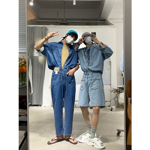 又A又飒的牛仔工装情侣连体裤