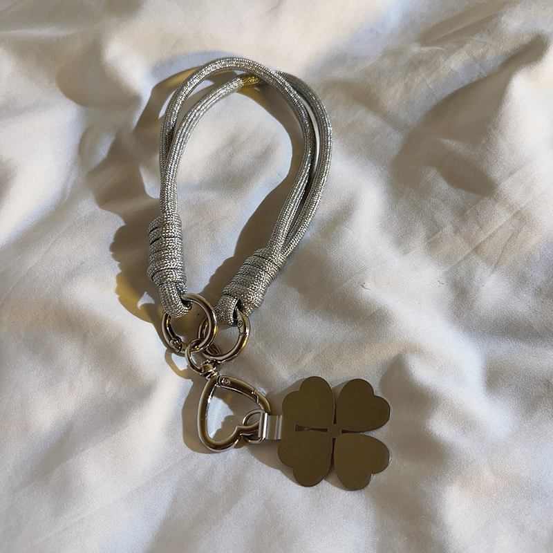 简约ins编织银色尼龙挂绳