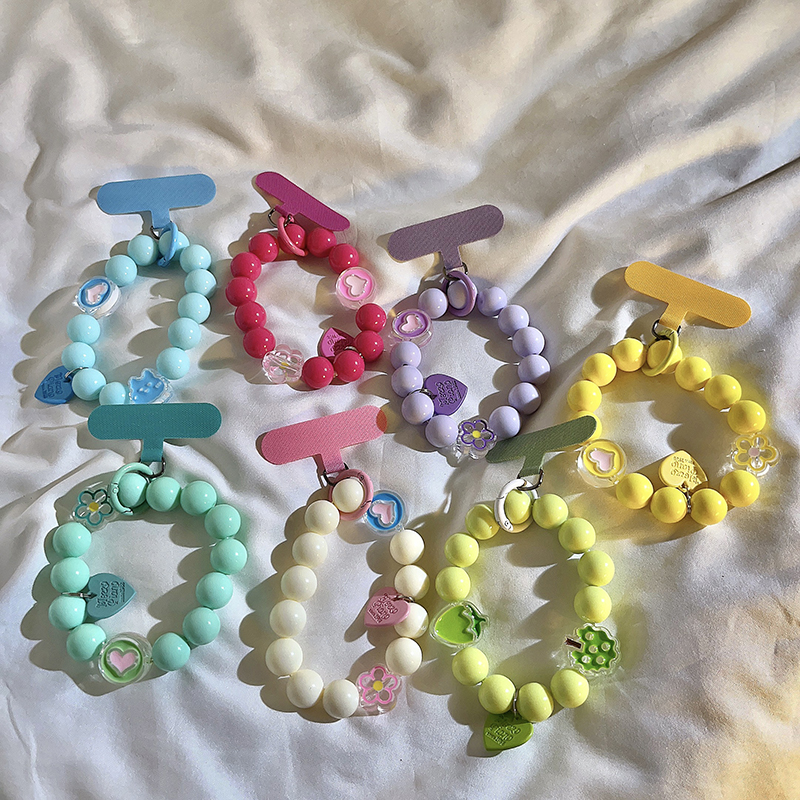 小清新纯色花朵大珠珠手链挂件