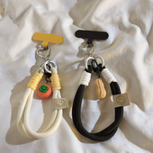 简约创意ins立体花生挂饰编织手绳适用于手机壳百搭手机配饰旋转扣钥匙耳机套挂件便携腕带手环男女手机挂绳