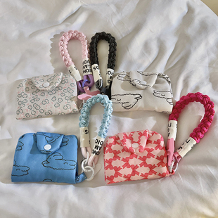 韩风可爱零钱包收纳卡包挂件编织手绳适用手机壳ins风创意多功能学生书包挂件钥匙扣ccd相机便携挂绳网红女款