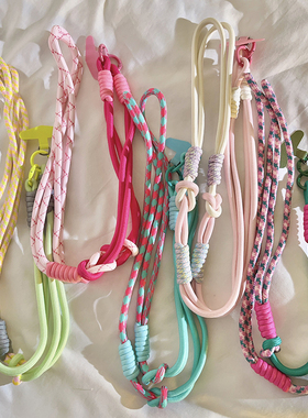 多巴胺彩色编织尼龙斜跨长绳机适用于通用手机壳DIY多功能链百搭结实耐用挂脖绳侧肩背带户外便携ccd相机挂链