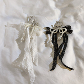 韩系ins小香风珍珠蝴蝶结挂件适用于通用手机壳百搭创意潮流包包钥匙扣耳机套网红轻奢女短款 挂件便携挂链260