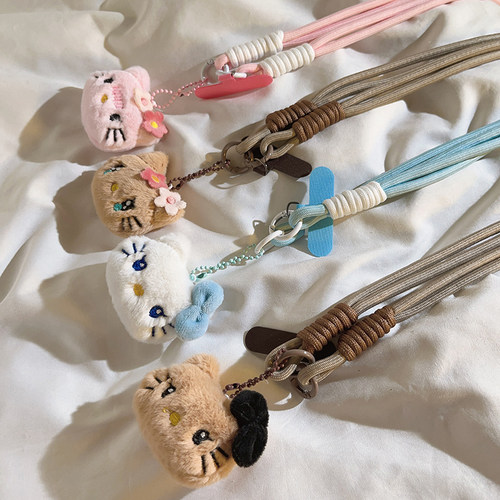 可爱卡通蝴蝶结KT猫编织斜跨长绳