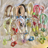 创意ins立体五角星铃铛挂饰编织手工尼龙手链适用于手机壳日韩DIY手机挂绳少女心防摔钥匙扣便携腕带手环手绳